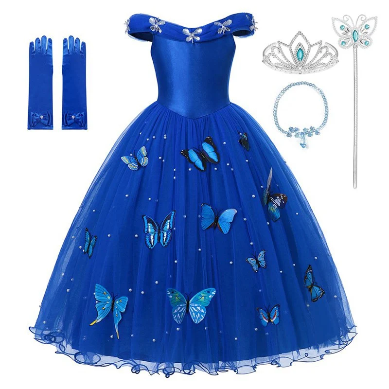 Disney Girls Cinderella Cosplay Costume Dress Kids Sleeveless Princess Party Dresses for Baby Girl Halloween Birthday Clothes - Image 4