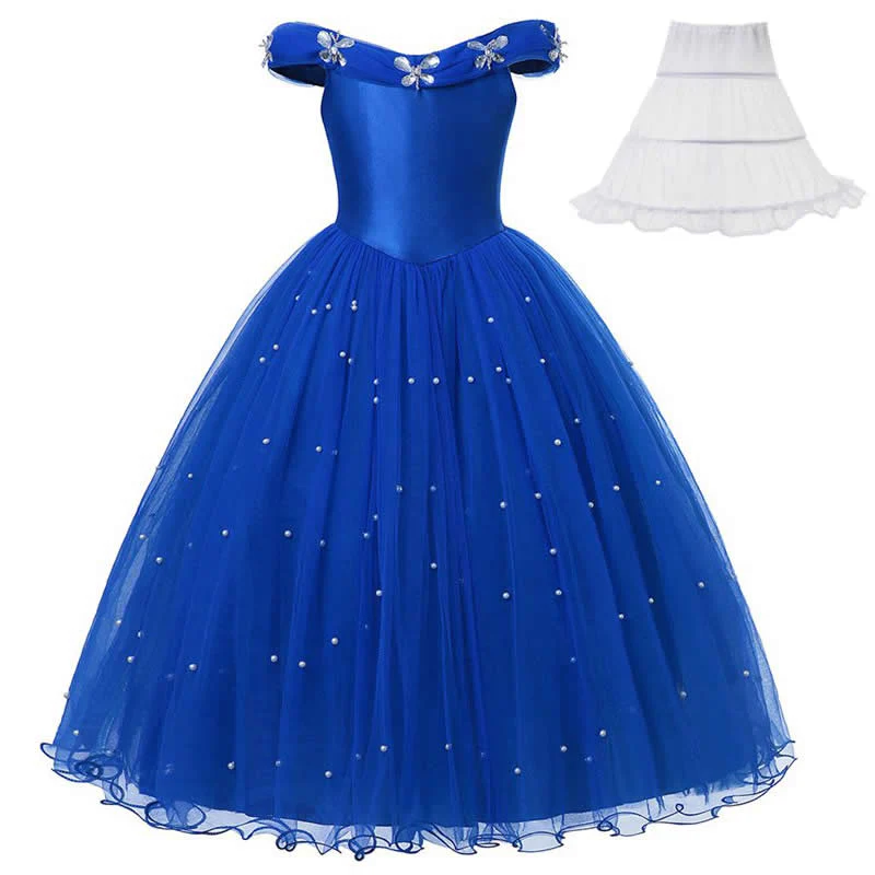 Disney Girls Cinderella Cosplay Costume Dress Kids Sleeveless Princess Party Dresses for Baby Girl Halloween Birthday Clothes - Image 5