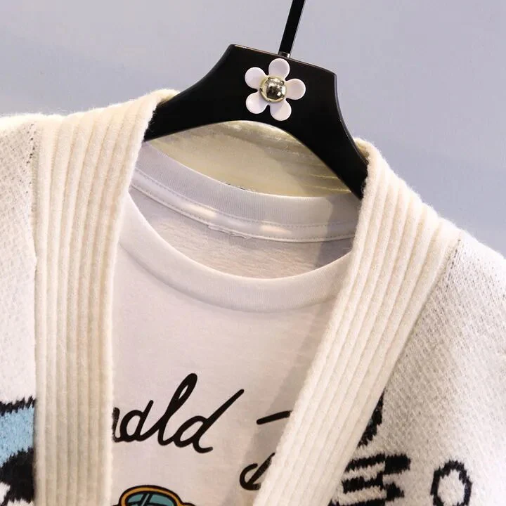 Disney Knitted Cardigan Japanese Donald Cartoon Sweaters for Women Coat Female Autumn and Winter Loose Wild Thicken Kawaii Tops - Image 5