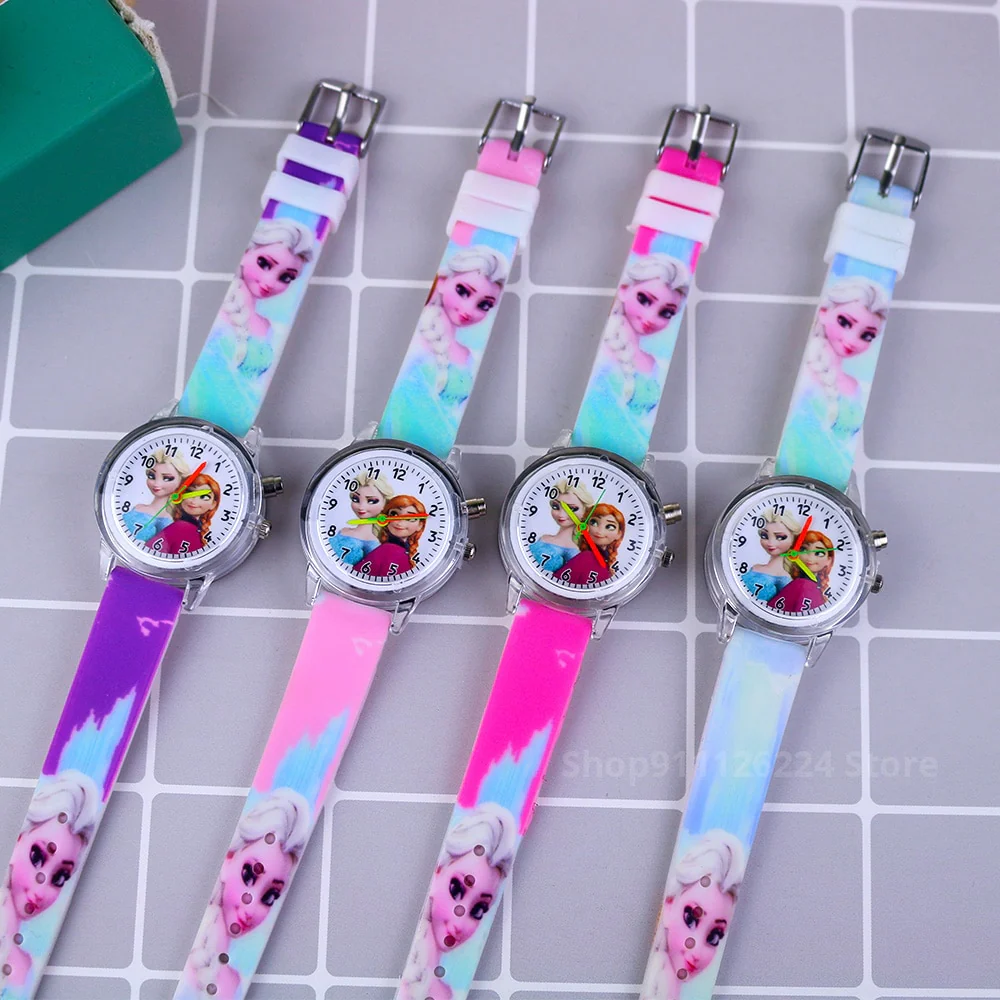 Disney Princess Elsa Kids Watches Girls Silicone Strap Cartoon Rabbit Dinosaur Light Children Wrist Watch Clock reloj infantil - Image 24