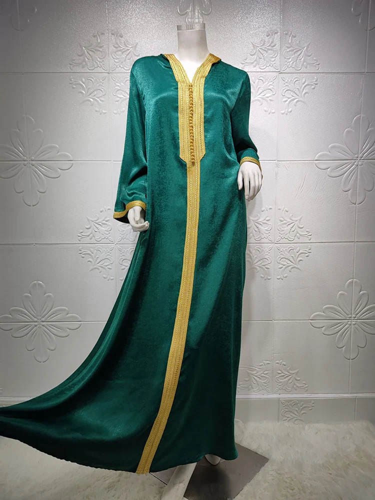 Djellaba Arabic Long Dress for Women Islamic Dubai Hoody Abaya Moroccan Party Kaftan Gulf Jalabiya Ramadan Eid Muslim Abayas - Image 10