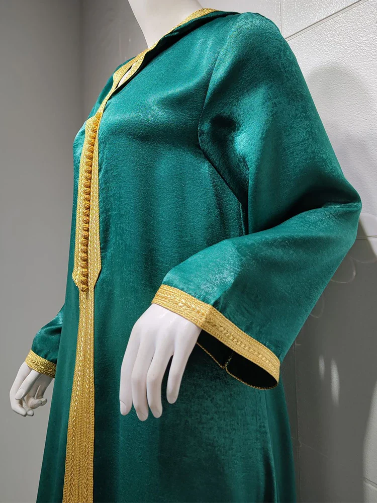 Djellaba Arabic Long Dress for Women Islamic Dubai Hoody Abaya Moroccan Party Kaftan Gulf Jalabiya Ramadan Eid Muslim Abayas - Image 8
