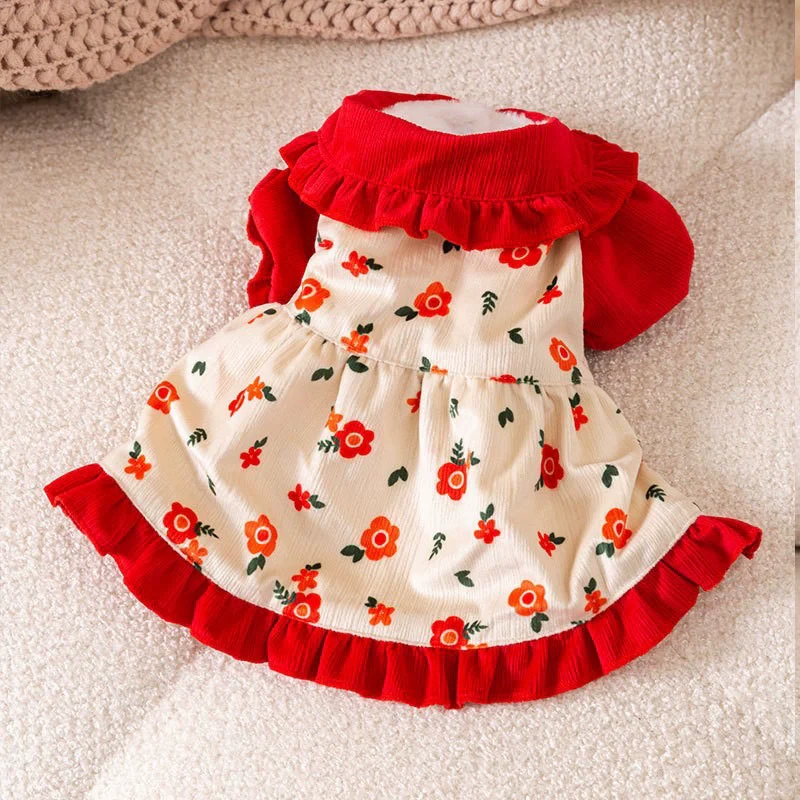 Dog New Year Princess Dress Autumn and Winter Teddy Bichon Pomeranian Small Dog Cat Pet Clothes Winter - Image 10