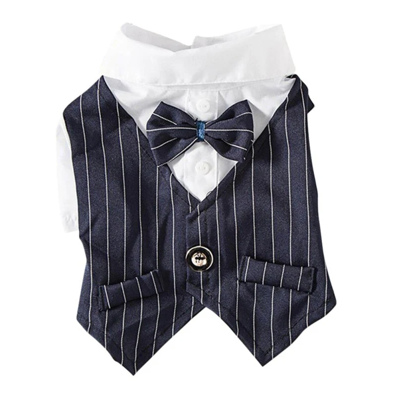 Dog Shirt Pet Small Dog Clothes Stylish Suit Bow Tie Wedding Shirt Costume Formal Tuxedo With Bow Tie Puppy Cat Bulldog Clothing - Image 3