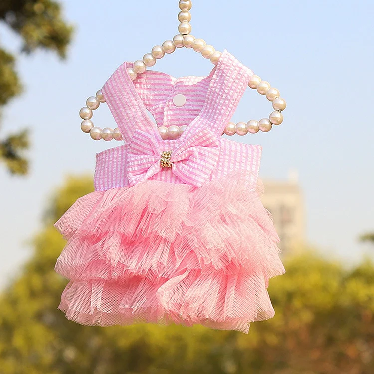 Dog Summer Dress Cat Lace Skirt Pet Clothing Chihuahua Stripe Skirt Puppy Cat Princess Apparel Cute Puppy Clothe Dog Accessories - Image 2