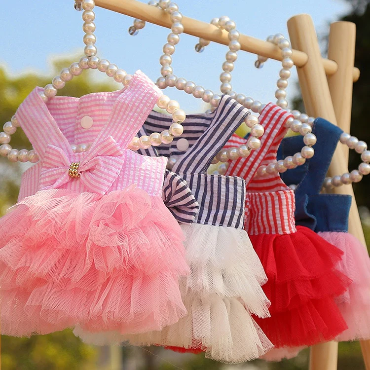 Dog Summer Dress Cat Lace Skirt Pet Clothing Chihuahua Stripe Skirt Puppy Cat Princess Apparel Cute Puppy Clothe Dog Accessories - Image 8