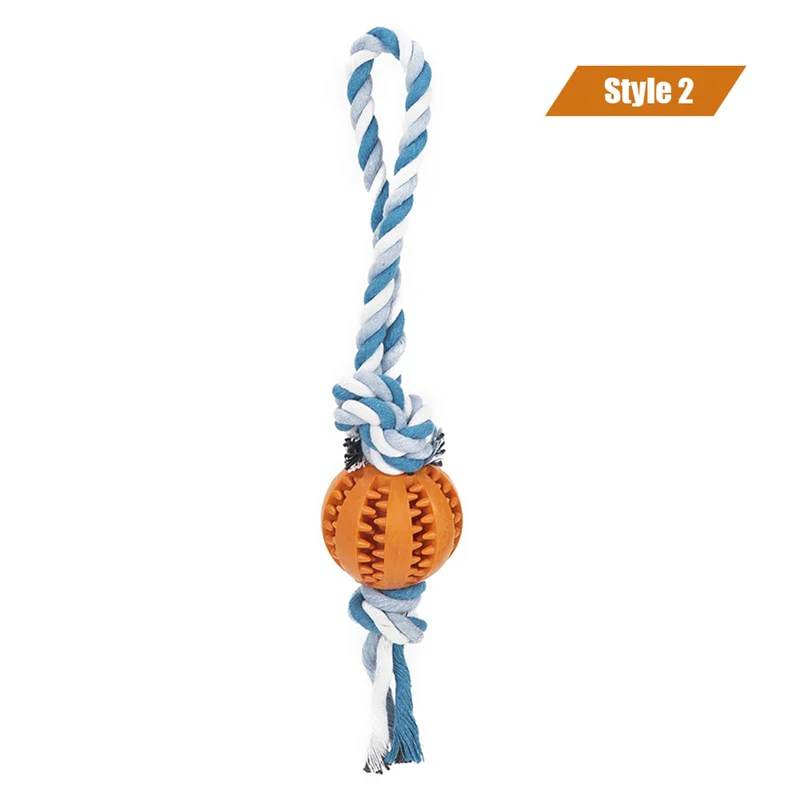 Dog Toys Treat Balls Interactive Hemp Rope Rubber Leaking Balls for Small Dogs Chewing Bite Resistant Toys Pet Tooth Cleaning - Image 2