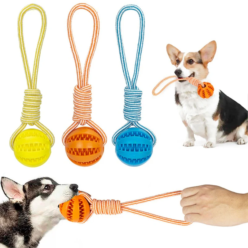 Dog Toys Treat Balls Interactive Hemp Rope Rubber Leaking Balls for Small Dogs Chewing Bite Resistant Toys Pet Tooth Cleaning - Image 22