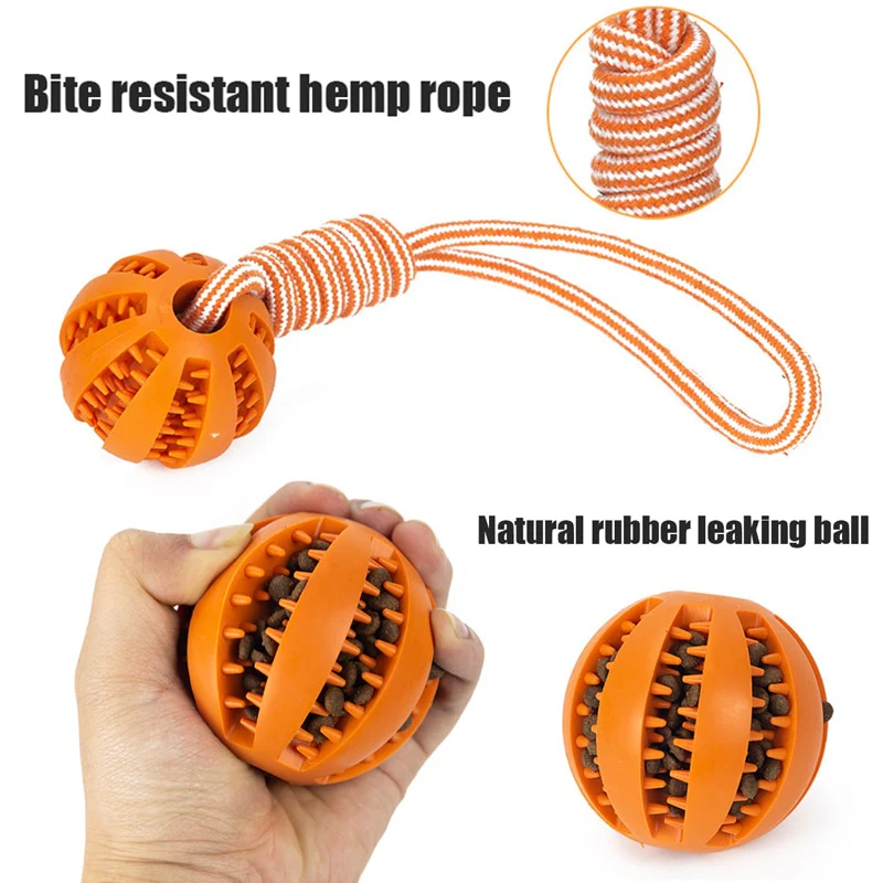 Dog Toys Treat Balls Interactive Hemp Rope Rubber Leaking Balls for Small Dogs Chewing Bite Resistant Toys Pet Tooth Cleaning - Image 23