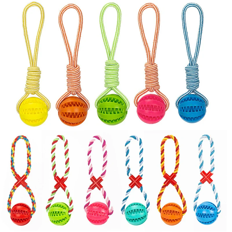 Dog Toys Treat Balls Interactive Hemp Rope Rubber Leaking Balls for Small Dogs Chewing Bite Resistant Toys Pet Tooth Cleaning - Image 24