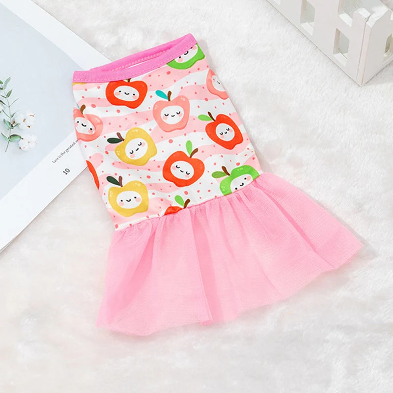 Dogs Clothing Dog Sweater Dress Dog Princess Dress Pet Small Costume Bow Cute Summer Floral Crew Neck Dress Pet Supplies - Image 3