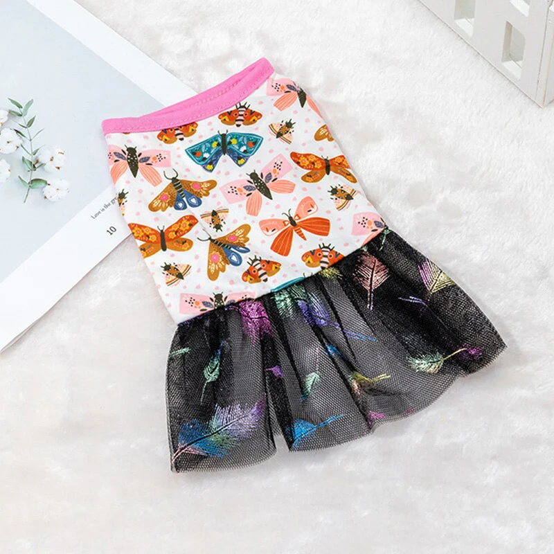 Dogs Clothing Dog Sweater Dress Dog Princess Dress Pet Small Costume Bow Cute Summer Floral Crew Neck Dress Pet Supplies - Image 6