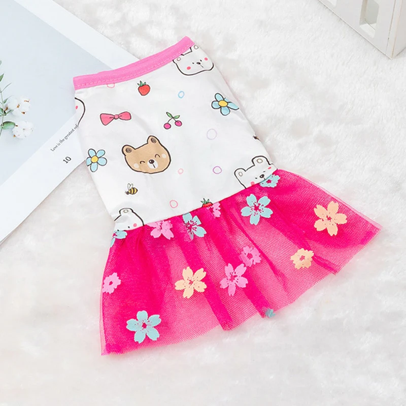 Dogs Clothing Dog Sweater Dress Dog Princess Dress Pet Small Costume Bow Cute Summer Floral Crew Neck Dress Pet Supplies - Image 7