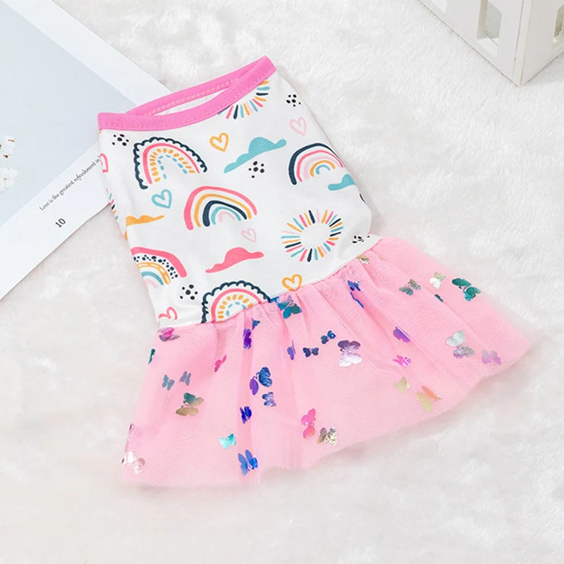 Dogs Clothing Dog Sweater Dress Dog Princess Dress Pet Small Costume Bow Cute Summer Floral Crew Neck Dress Pet Supplies - Image 8