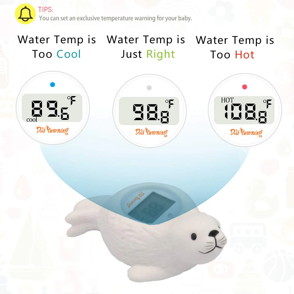 Doli Yearning Upgrade Baby Bath Thermometer Room Temperature| Water Thermometer|Kids' Bathroom Safety Products| Baby Bath(Seal Shape)℃/℉, LCD - Image 5