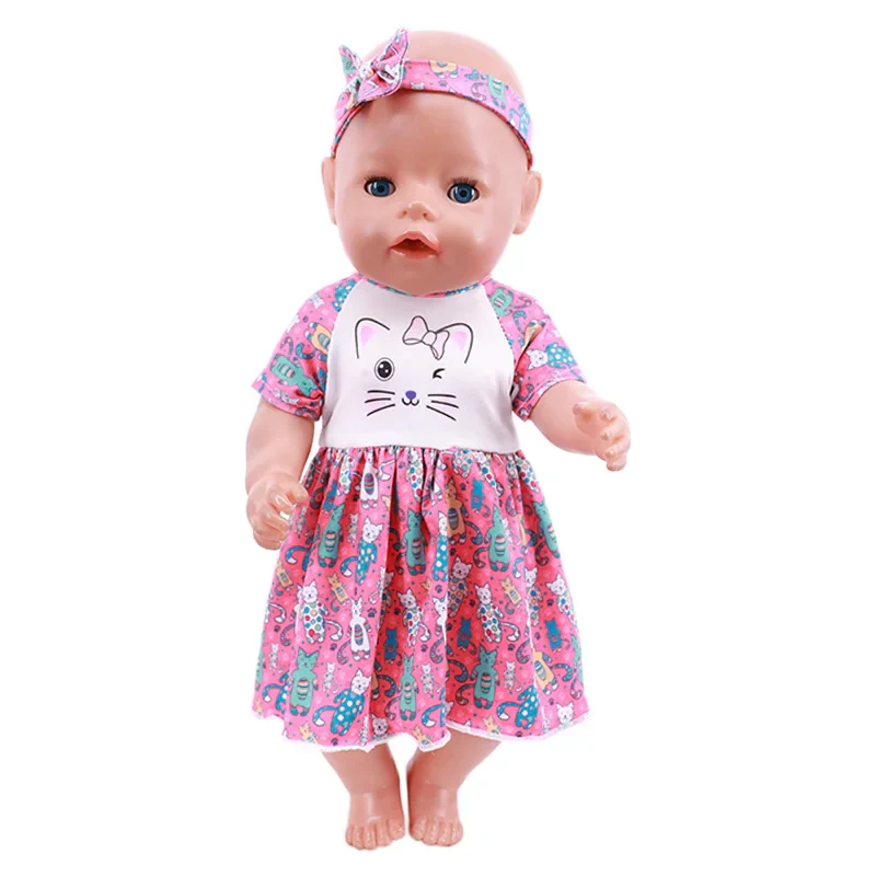 Doll Baby Clothes Kittys Kitten Cat Cartoon Dress Shoes Fit 18 Inch American&43cm Reborn New Born Baby Doll OG Girl`s Toy Doll - Image 26