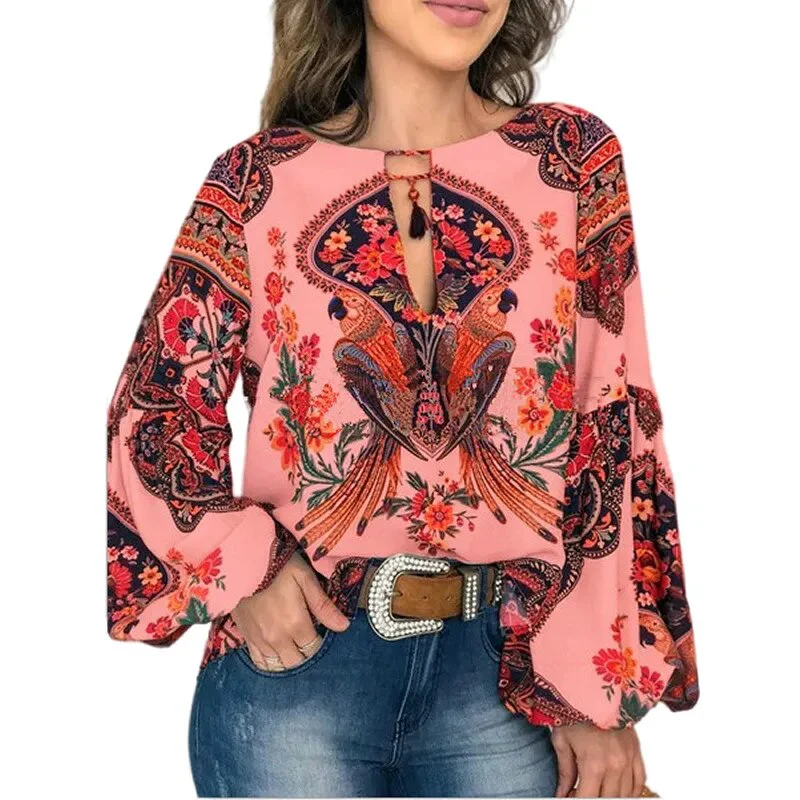 Dot Print Ruffle Blouse Shirt Autumn Winter Long Sleeve Elegant Office Lady V-Neck Button Tops Blusa Women Shirts Casual Leopard - Image 11