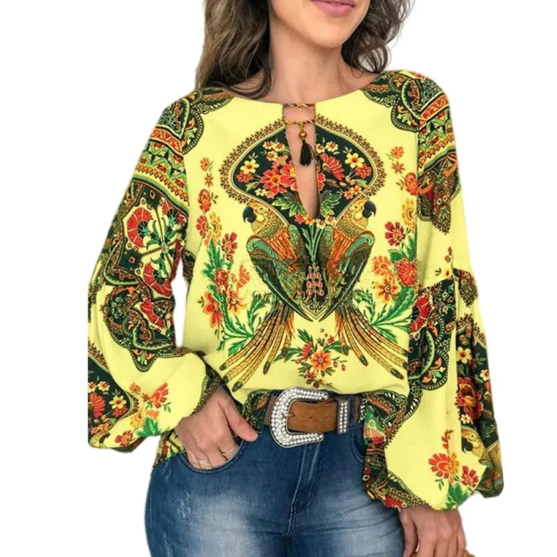 Dot Print Ruffle Blouse Shirt Autumn Winter Long Sleeve Elegant Office Lady V-Neck Button Tops Blusa Women Shirts Casual Leopard - Image 12