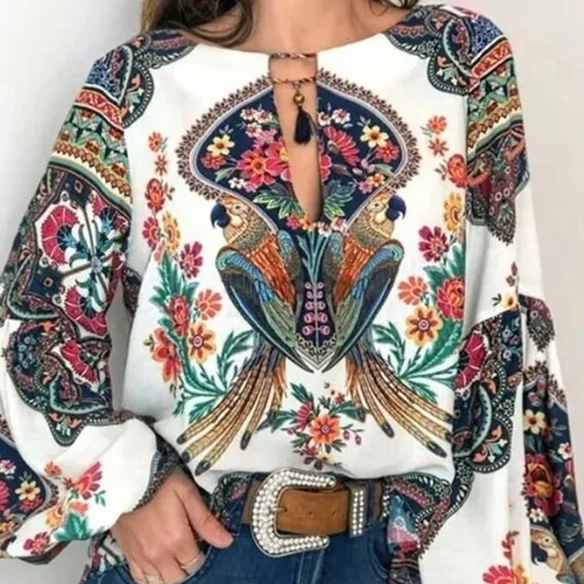 Dot Print Ruffle Blouse Shirt Autumn Winter Long Sleeve Elegant Office Lady V-Neck Button Tops Blusa Women Shirts Casual Leopard - Image 13