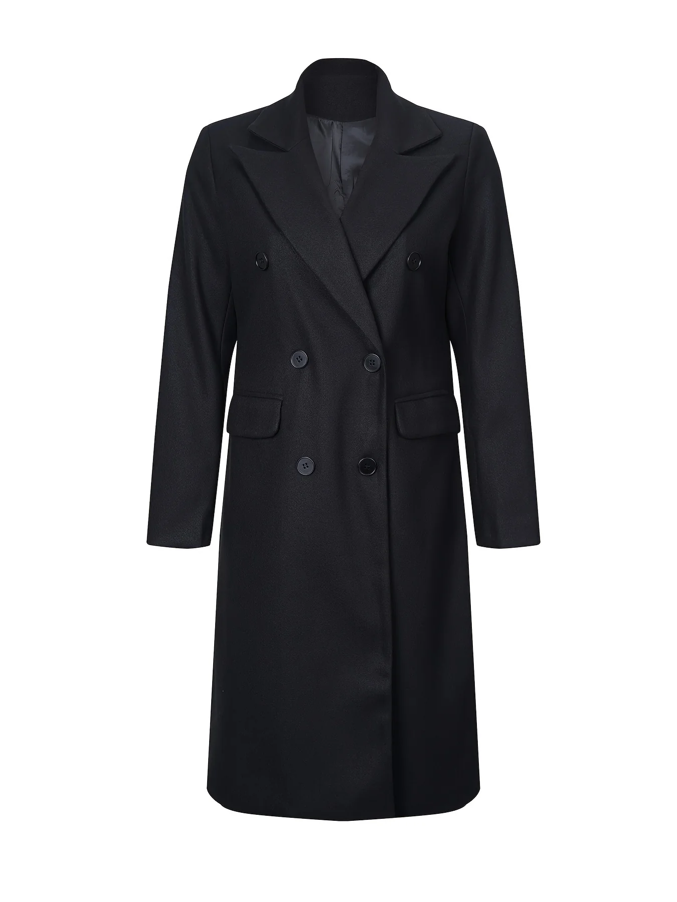 Double Breasted Simple Trench Coat, Casual Long Sleeve Outerwear, Women's Clothing - Image 10