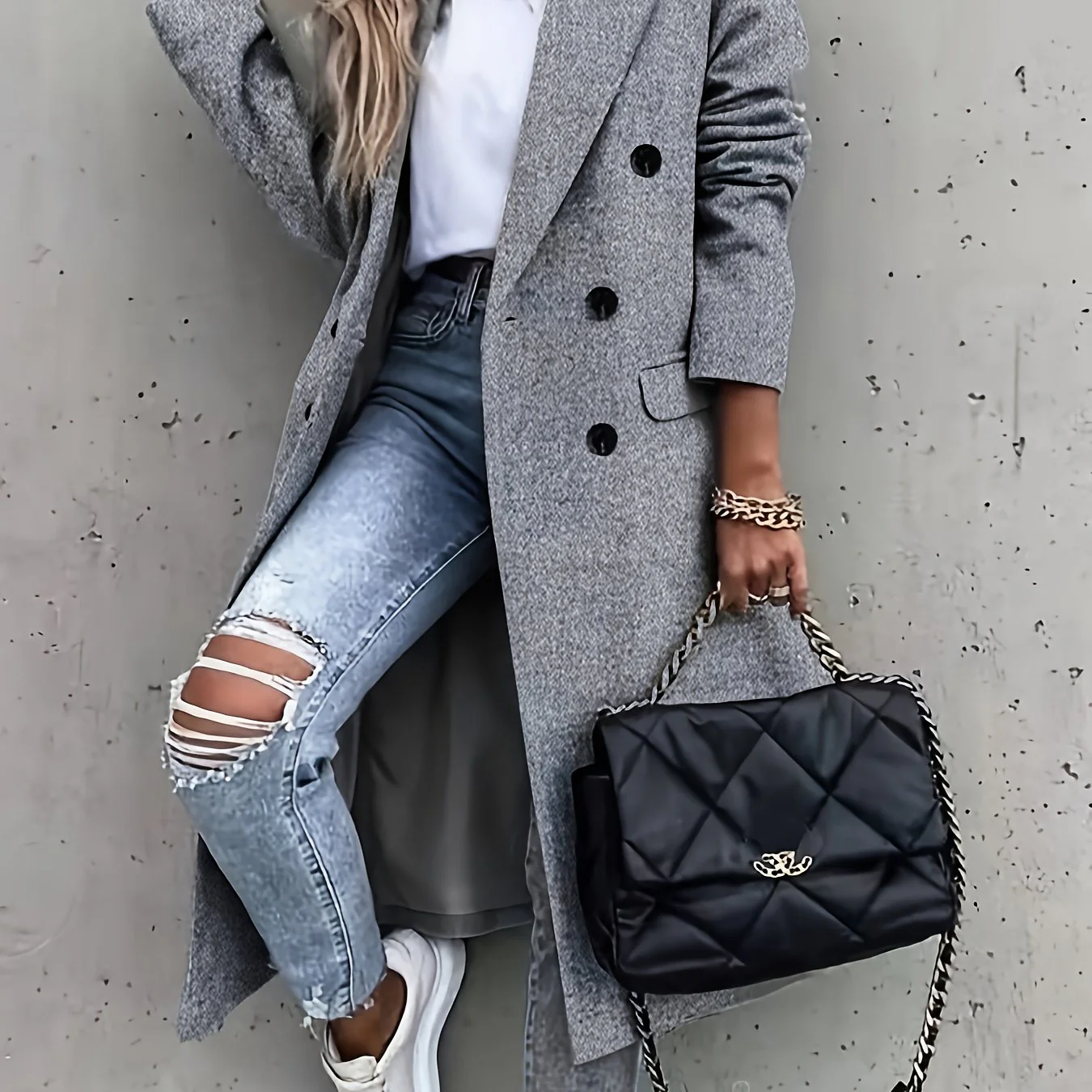Double Breasted Simple Trench Coat, Casual Long Sleeve Outerwear, Women's Clothing - Image 11