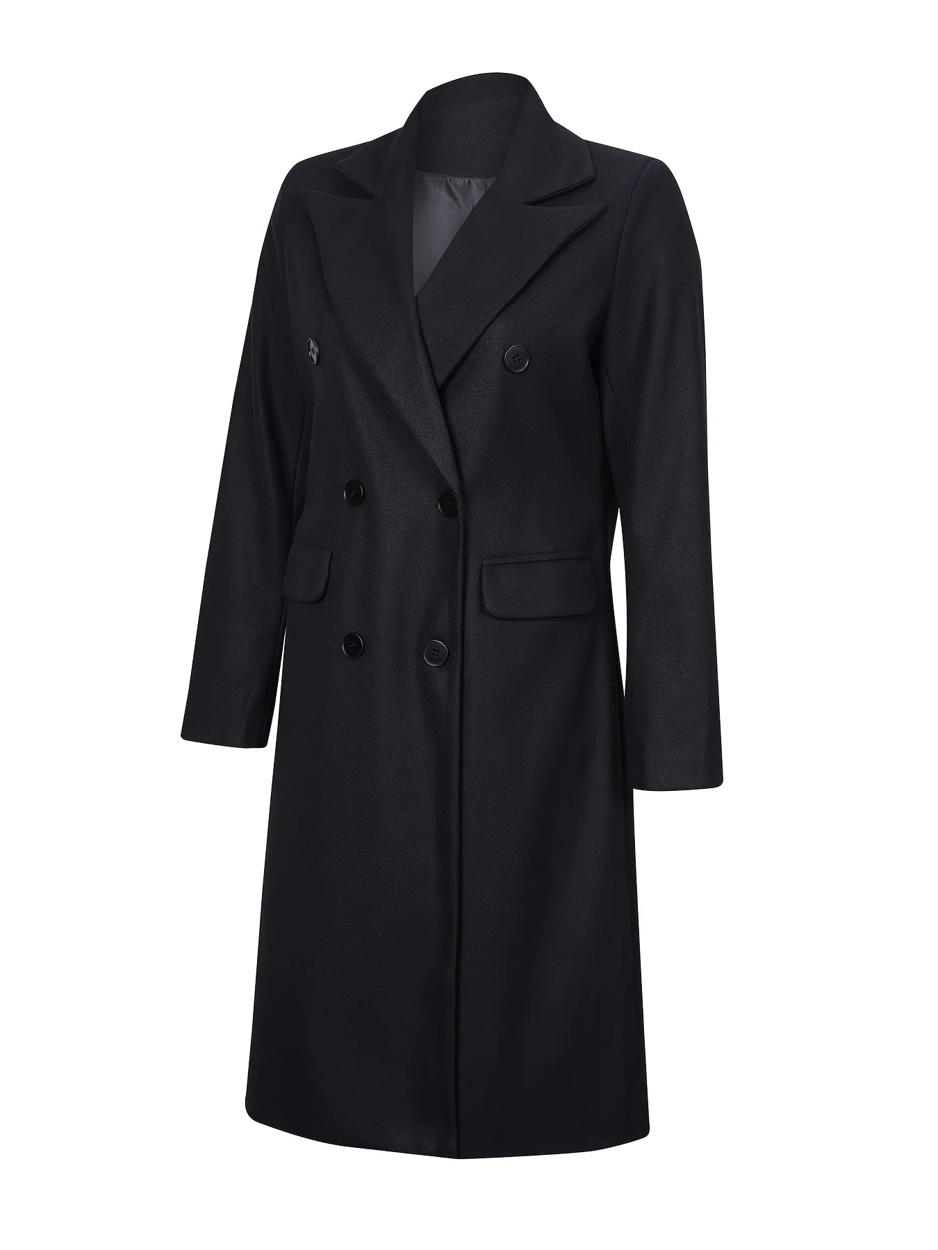 Double Breasted Simple Trench Coat, Casual Long Sleeve Outerwear, Women's Clothing - Image 7