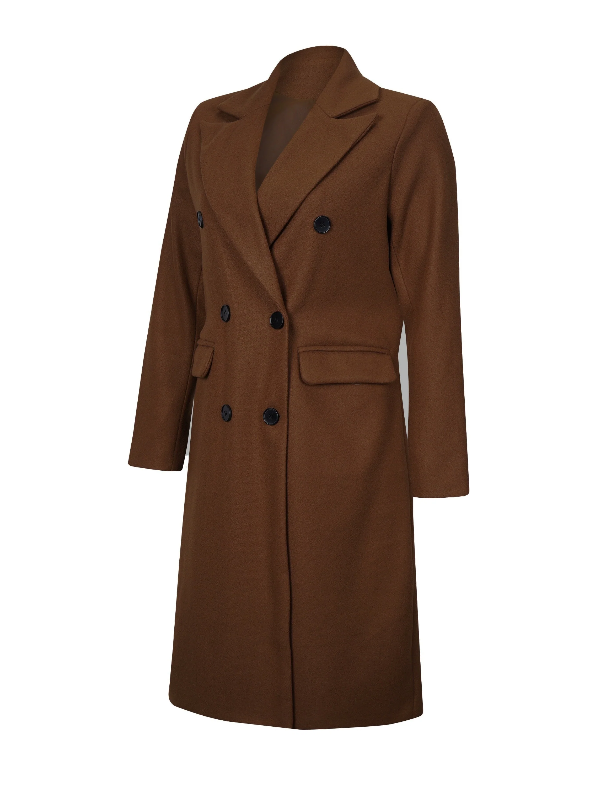 Double Breasted Simple Trench Coat, Casual Long Sleeve Outerwear, Women's Clothing - Image 9