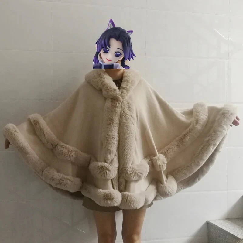 Double Layer Luxury Imitated Rex Rabbit Fur Cape Coat Hooded Shawl Winter Women Knit Poncho Overcoat Faux Fur Wraps Big - Image 7