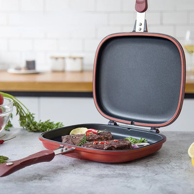 Double Sided Grill Frying Pan Skillet Grill Durable Nonstick Pans Baking Tray Wok Cooking Pots Utensils Kitchen Accessories