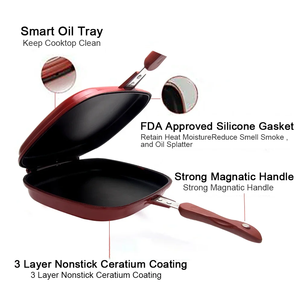 Double Sided Grill Frying Pan Skillet Grill Durable Nonstick Pans Baking Tray Wok Cooking Pots Utensils Kitchen Accessories - Image 6