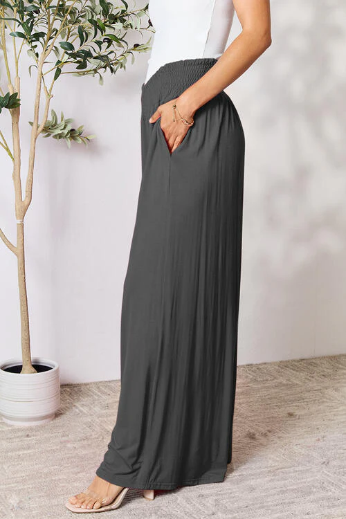 Double Take Full Size Smocked Wide Waistband Wide Leg Pants - Image 19