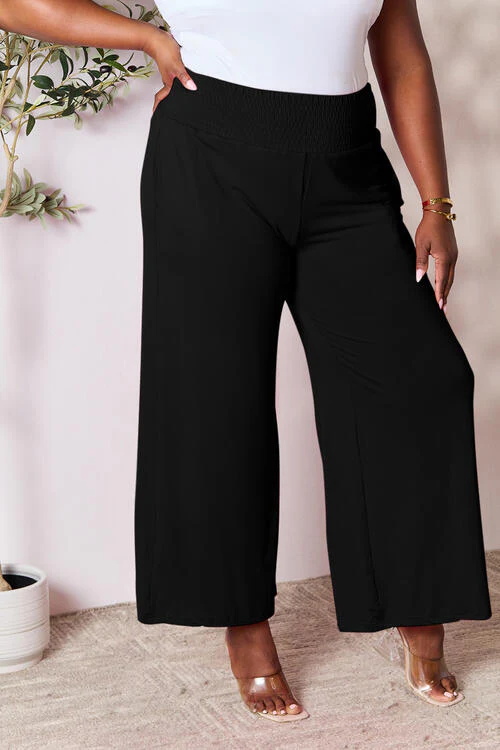 Double Take Full Size Smocked Wide Waistband Wide Leg Pants - Image 29