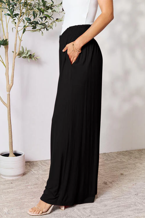 Double Take Full Size Smocked Wide Waistband Wide Leg Pants - Image 33