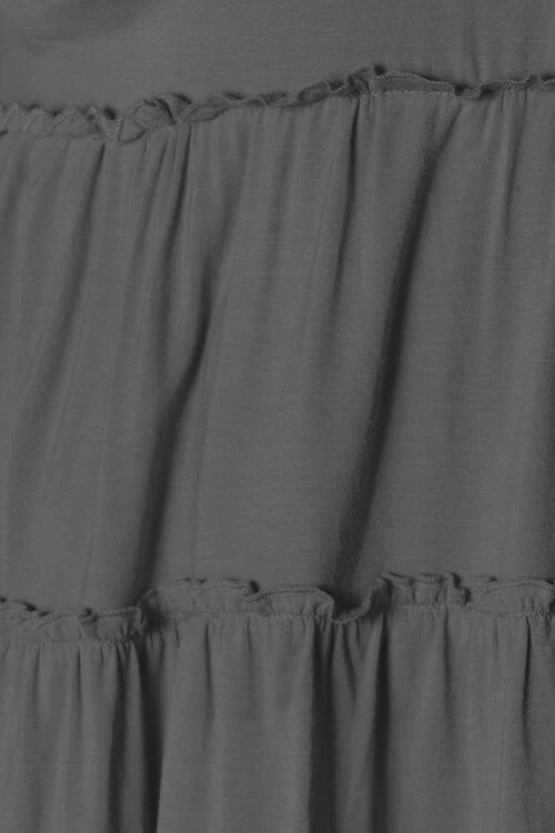Double Take Half Button Long Sleeve Ruffle Hem Blouse - Image 5