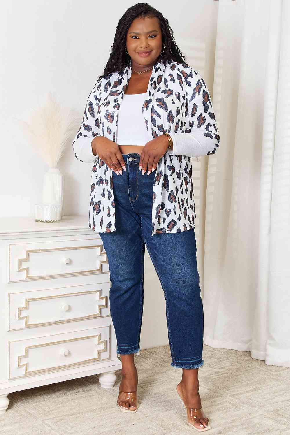 Double Take Leopard Long Sleeve Cardigan - Image 4