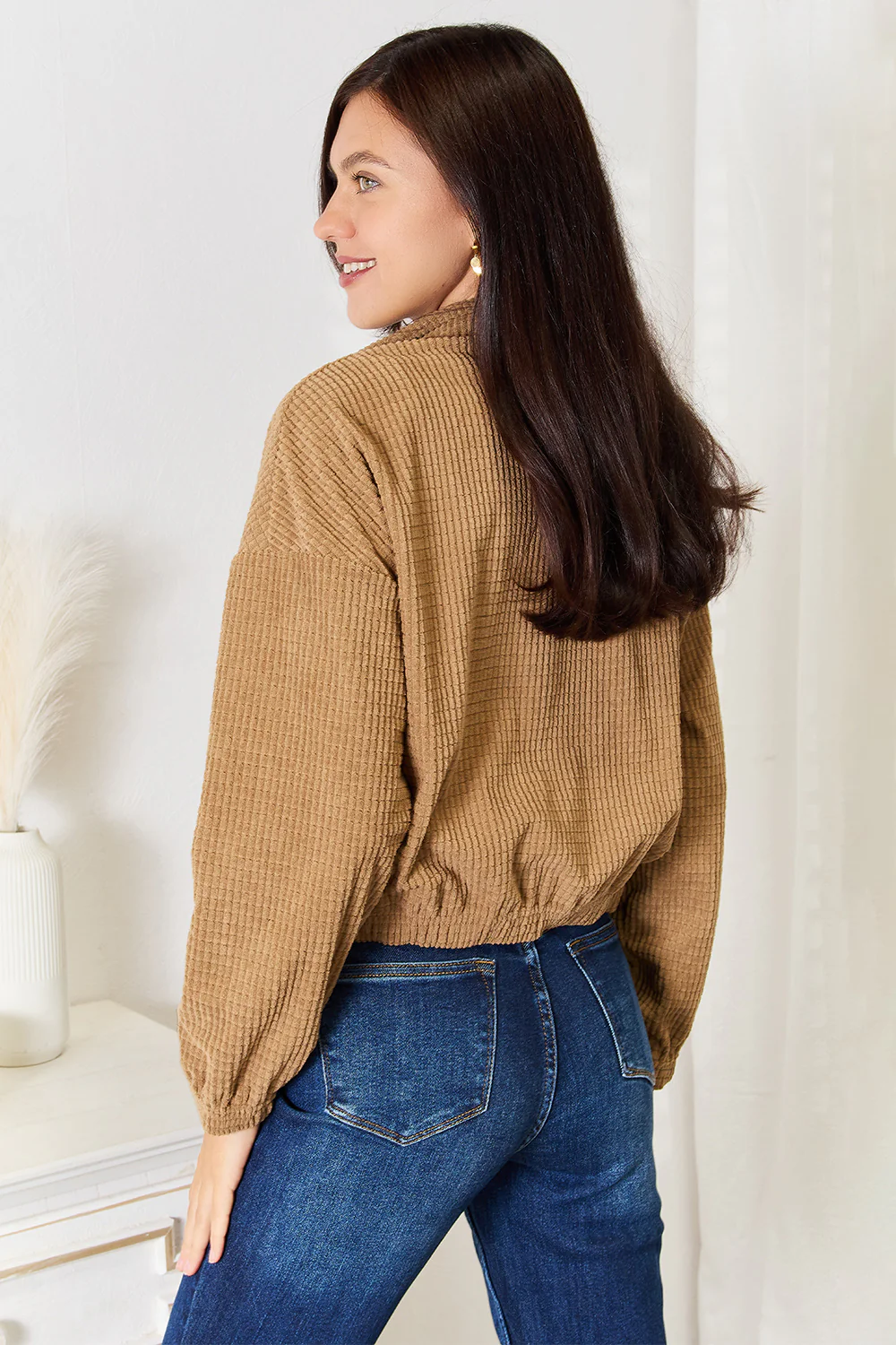 Double Take Long Sleeve Dropped Shoulder Jacket - Image 2
