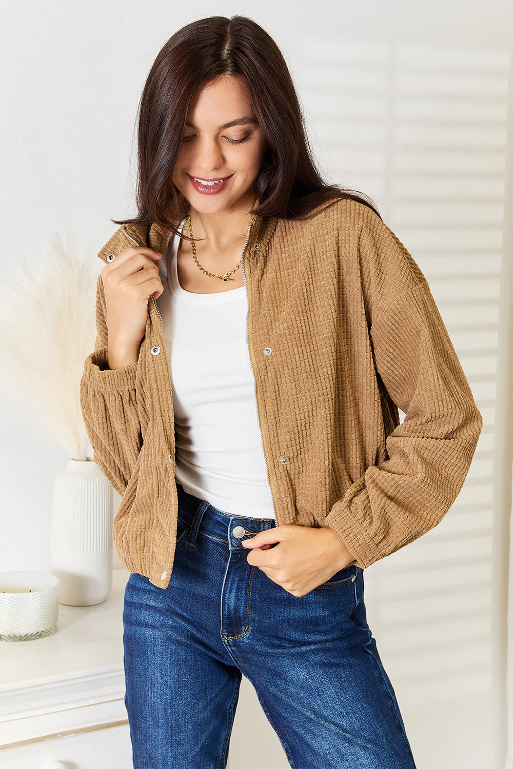 Double Take Long Sleeve Dropped Shoulder Jacket - Image 3
