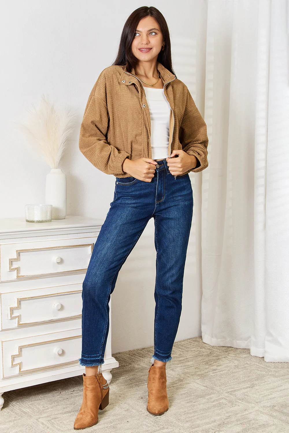 Double Take Long Sleeve Dropped Shoulder Jacket - Image 4