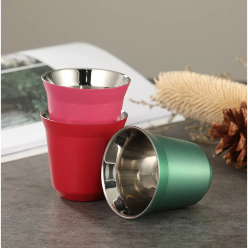 Double Wall Insulated Stainless Steel Espresso Cup Capsule Coffee Mug Metal Drinking Demitasse Cup For Home Indoor or Outdoor - Image 3