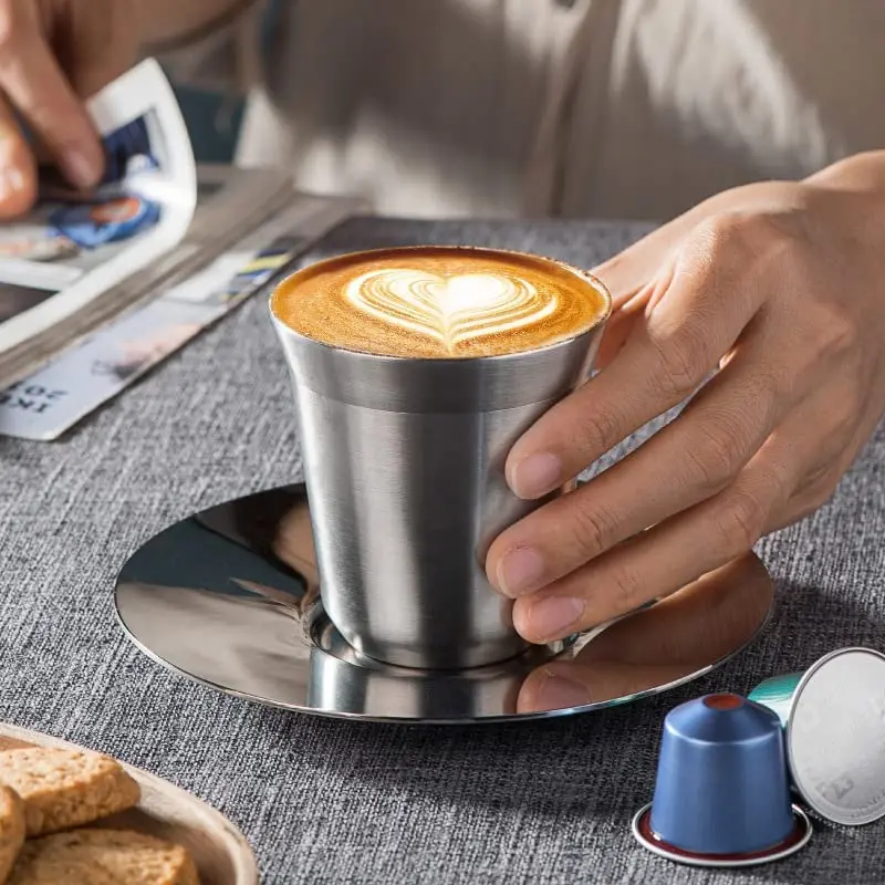 Double Wall Insulated Stainless Steel Espresso Cup Capsule Coffee Mug Metal Drinking Demitasse Cup For Home Indoor or Outdoor - Image 3