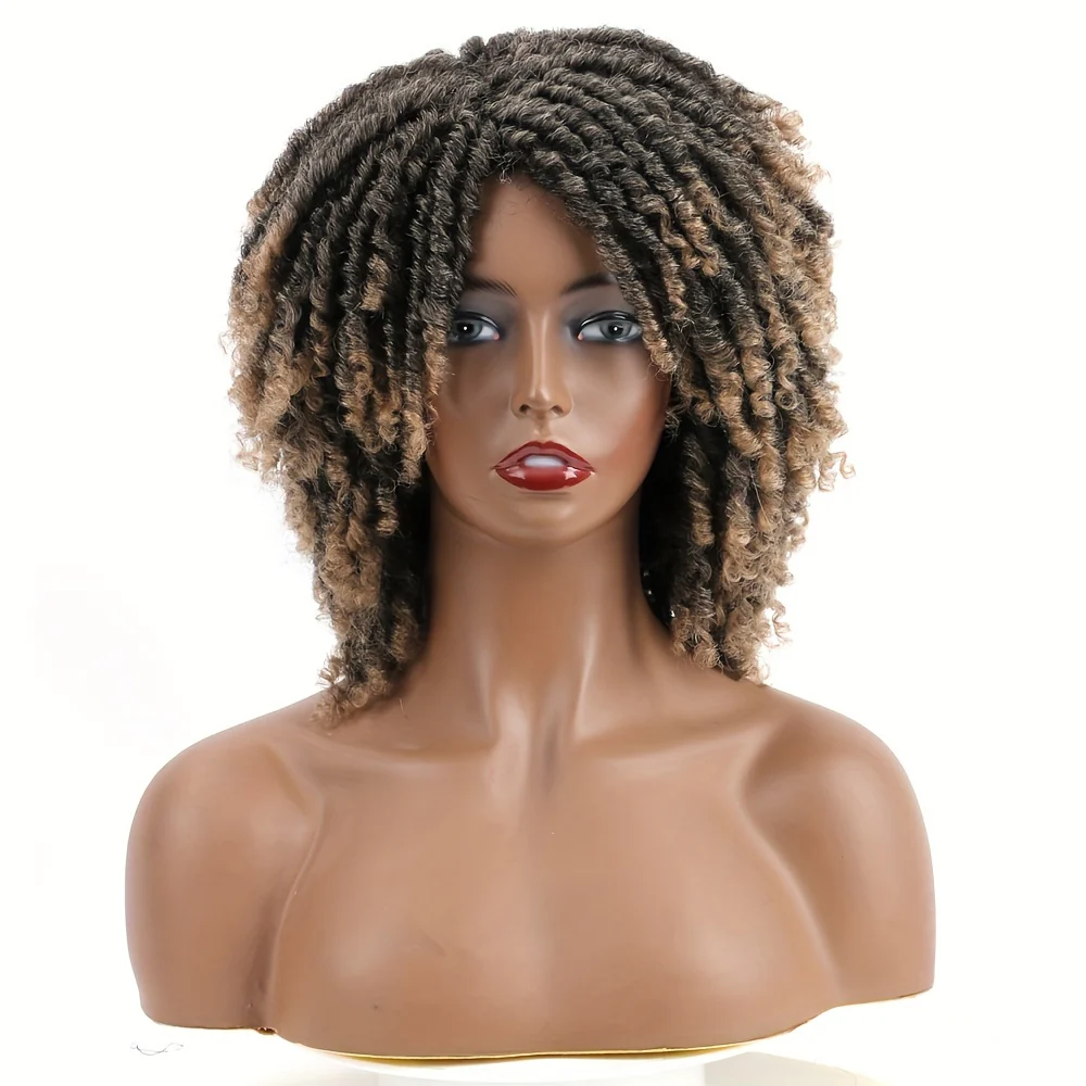 Dreadlock Wig Short Braided Wigs For Women And Man Afro Bob Black Crochet Twist Hair Dreadlocks Wigs Synthetic Wig Layered Breathable Faux Locs Braids Afro Wigs For Women - Image 2