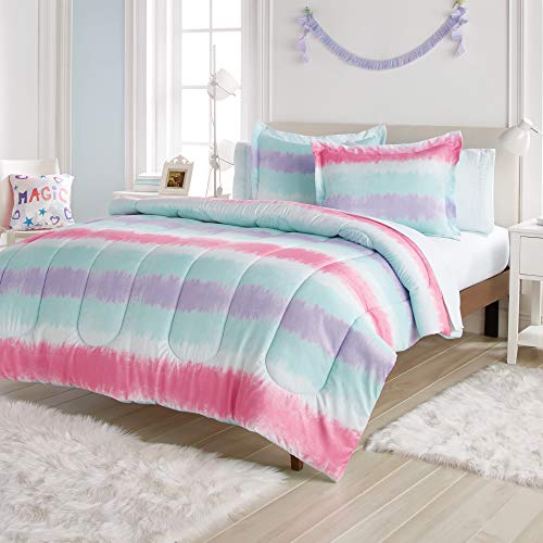 dream FACTORY Tie Dye Stripe 5-Piece Microfiber Bag Comforter Bedding Set Super Soft-Twin, Purple Multi,2D871601MU - Image 5