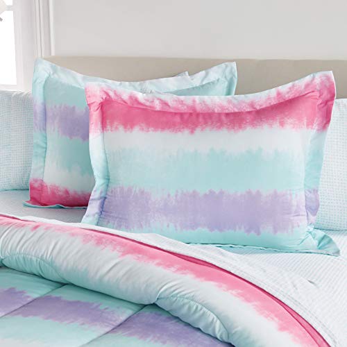 dream FACTORY Tie Dye Stripe 5-Piece Microfiber Bag Comforter Bedding Set Super Soft-Twin, Purple Multi,2D871601MU - Image 7