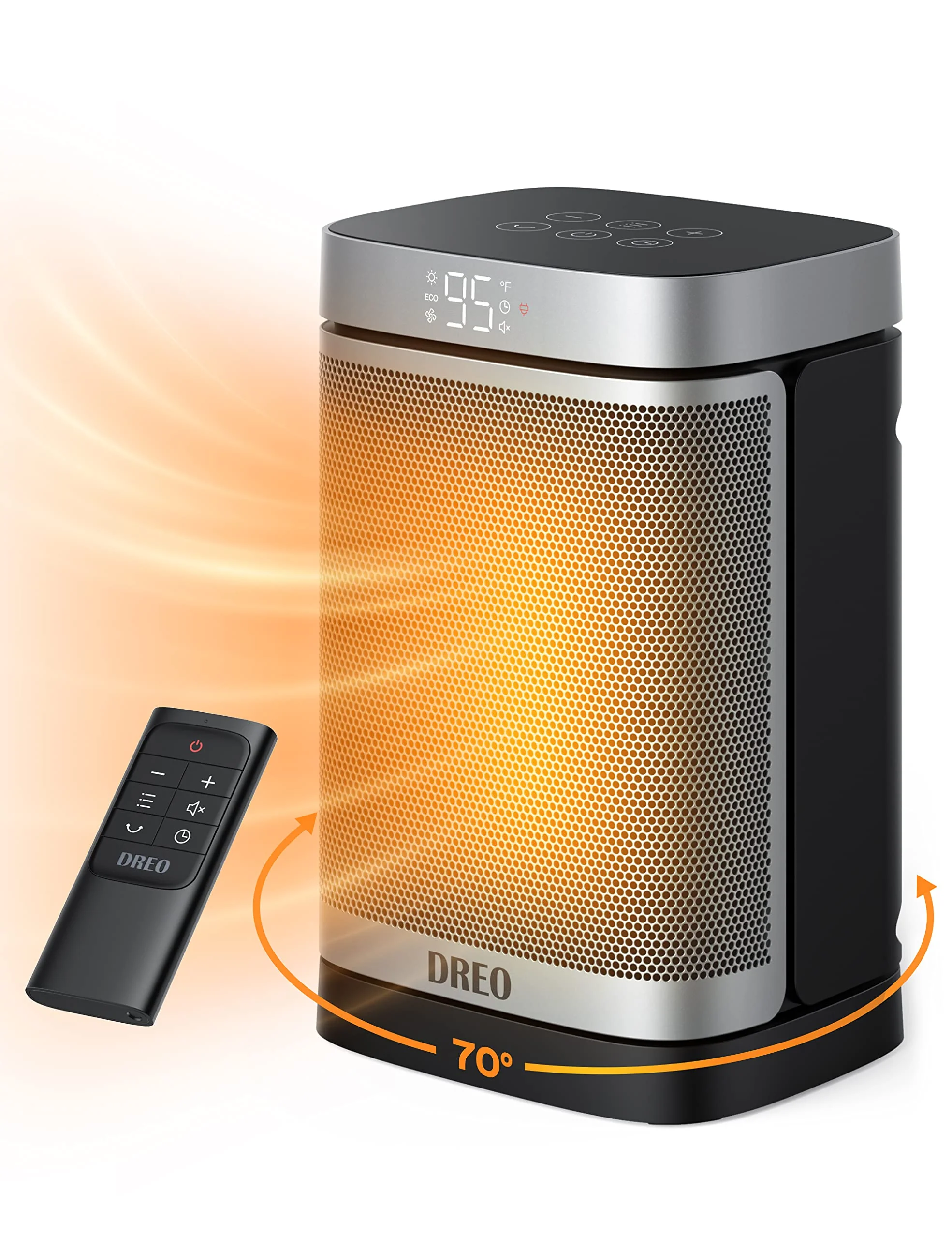 Dreo Space Heater Indoor, 1500W Portable Heaters with Remote, PTC Ceramic Electric Heater for Bedroom with Thermostat, 70°Oscillation, Safety Toasty Heater, 12h Timer, Room Heater for Home Office