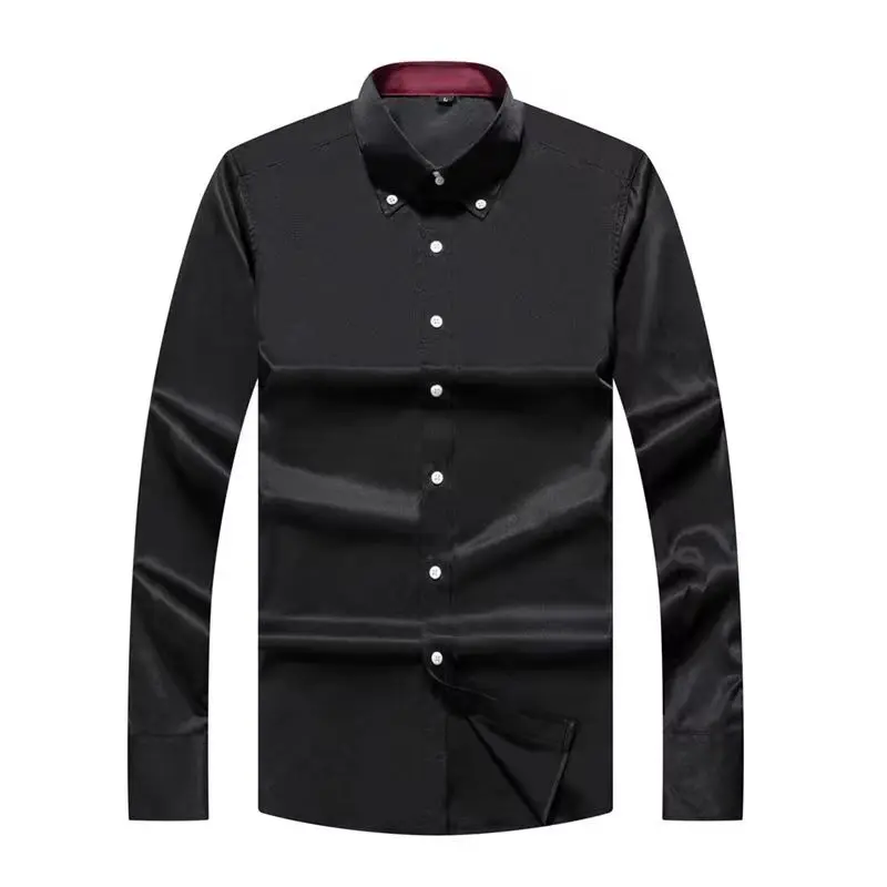Dress Shirt for Men Button-down Collared Formal Business Long Sleeve Casual Korean Fashion Slim Fit Male Designer Shirts White - Image 3