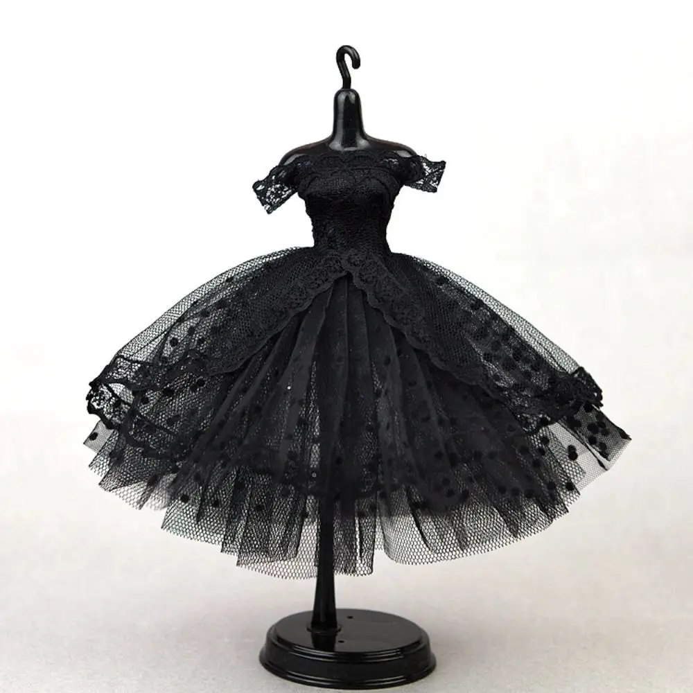 Dress Up Doll Dress Evening Party Prom Dress Lace Dolls Clothes Mini Black Tutu Dotted Doll Princess Dress Doll Accessories - Image 3