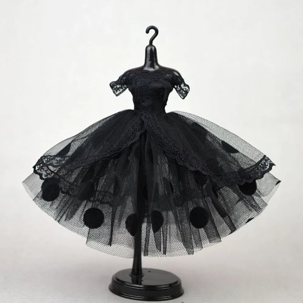 Dress Up Doll Dress Evening Party Prom Dress Lace Dolls Clothes Mini Black Tutu Dotted Doll Princess Dress Doll Accessories - Image 8