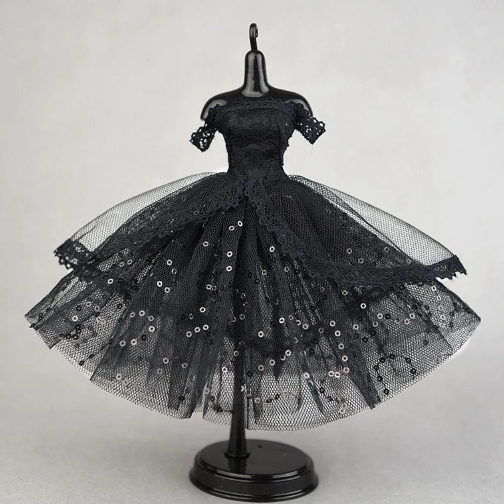 Dress Up Doll Dress Evening Party Prom Dress Lace Dolls Clothes Mini Black Tutu Dotted Doll Princess Dress Doll Accessories - Image 9