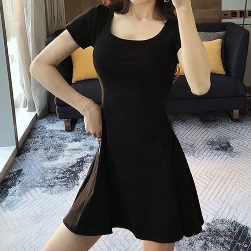 Dress Women Solid Ruffles Sexy Lady Skinny Stretchy Mini Dresses Female Clothing A-line Slim Ulzzang Beach Trendy Cute Girls New - Image 3