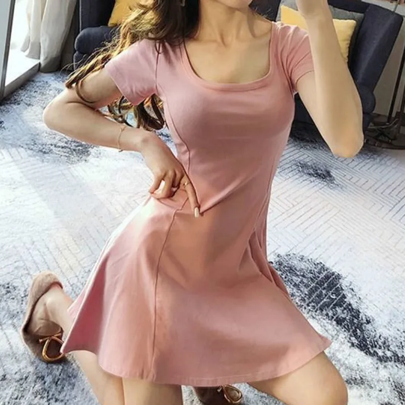 Dress Women Solid Ruffles Sexy Lady Skinny Stretchy Mini Dresses Female Clothing A-line Slim Ulzzang Beach Trendy Cute Girls New - Image 5
